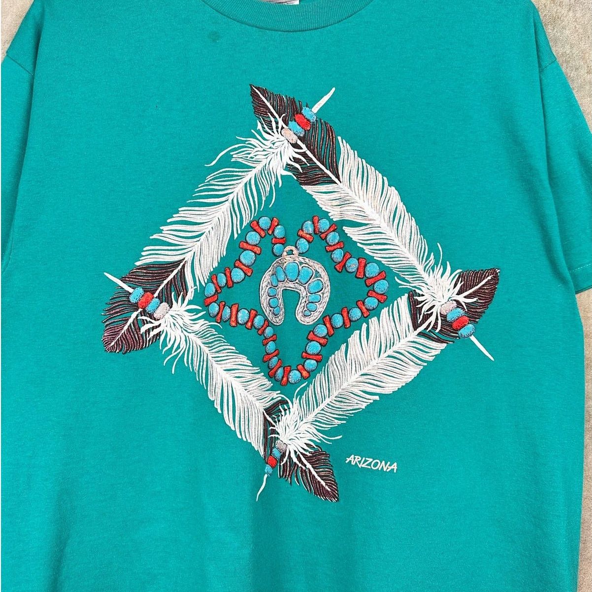 Hanes × Vintage Vintage 90s Arizona Native Print Graphic T Shirt L USA Made Size US L / EU 52-54 / 3 - 4 Thumbnail