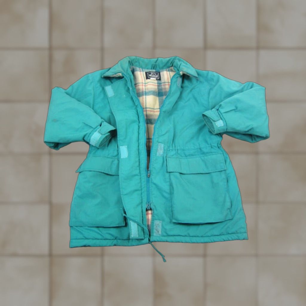 Vintage VINTAGE Woolrich Jacket Womens L Blue Solid Zip Parka 90s Wool Lining Size L / US 10 / IT 46 - 1 Thumbnail