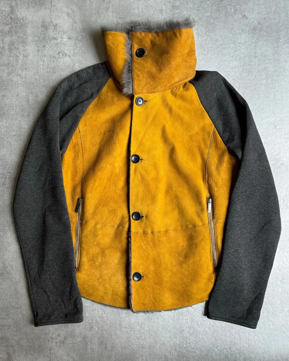 ジャケット・アウター AW2013 EMPORIO ARMANI Leather Jacket AW2013 Emporio Armani Yellow Fur Hybride Leather Jacket