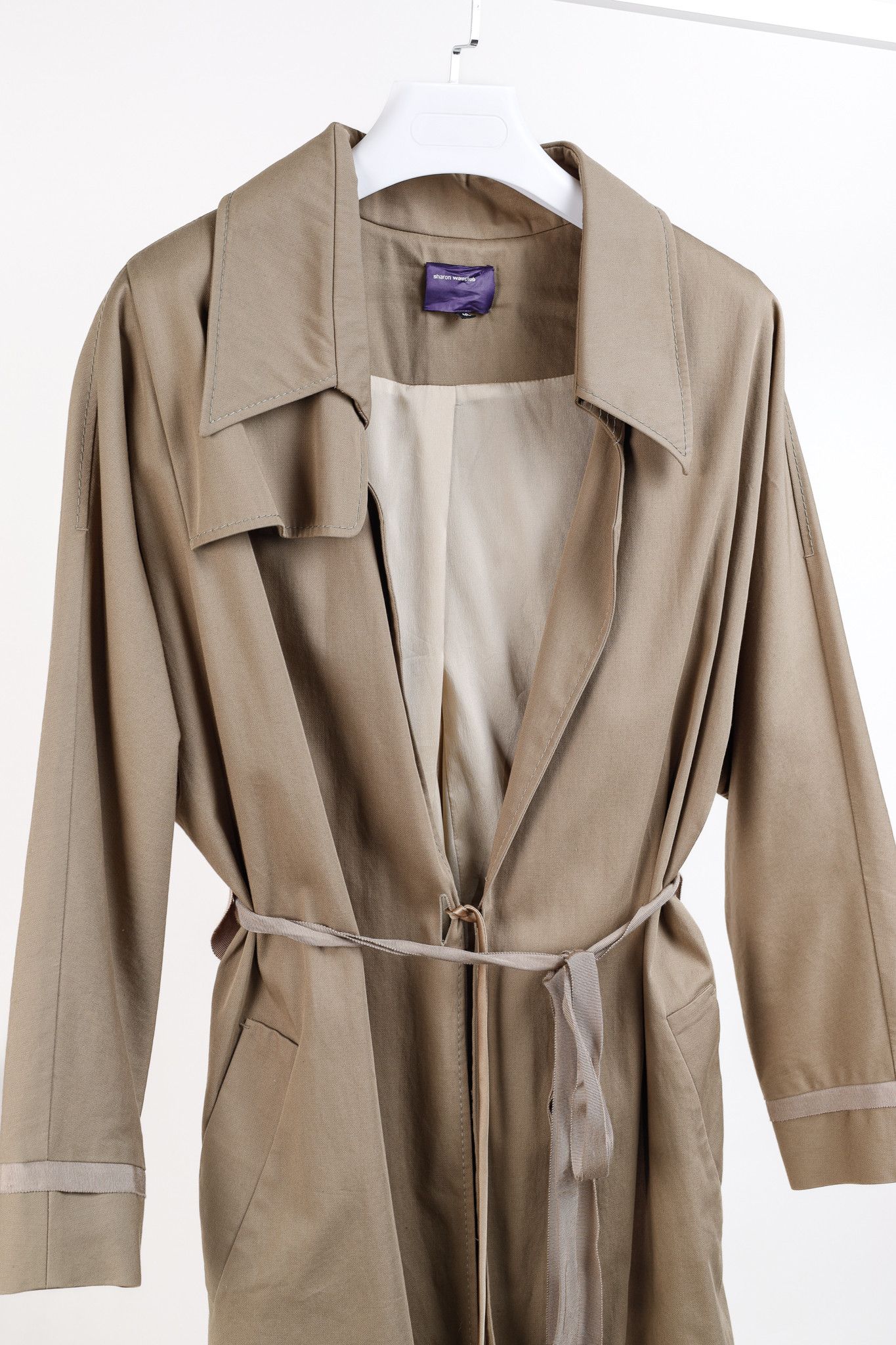 Other Sharon Wauchob Khaki Cotton Twill Tie-Waist Coat Size M / US 6-8 / IT 42-44 - 3 Thumbnail