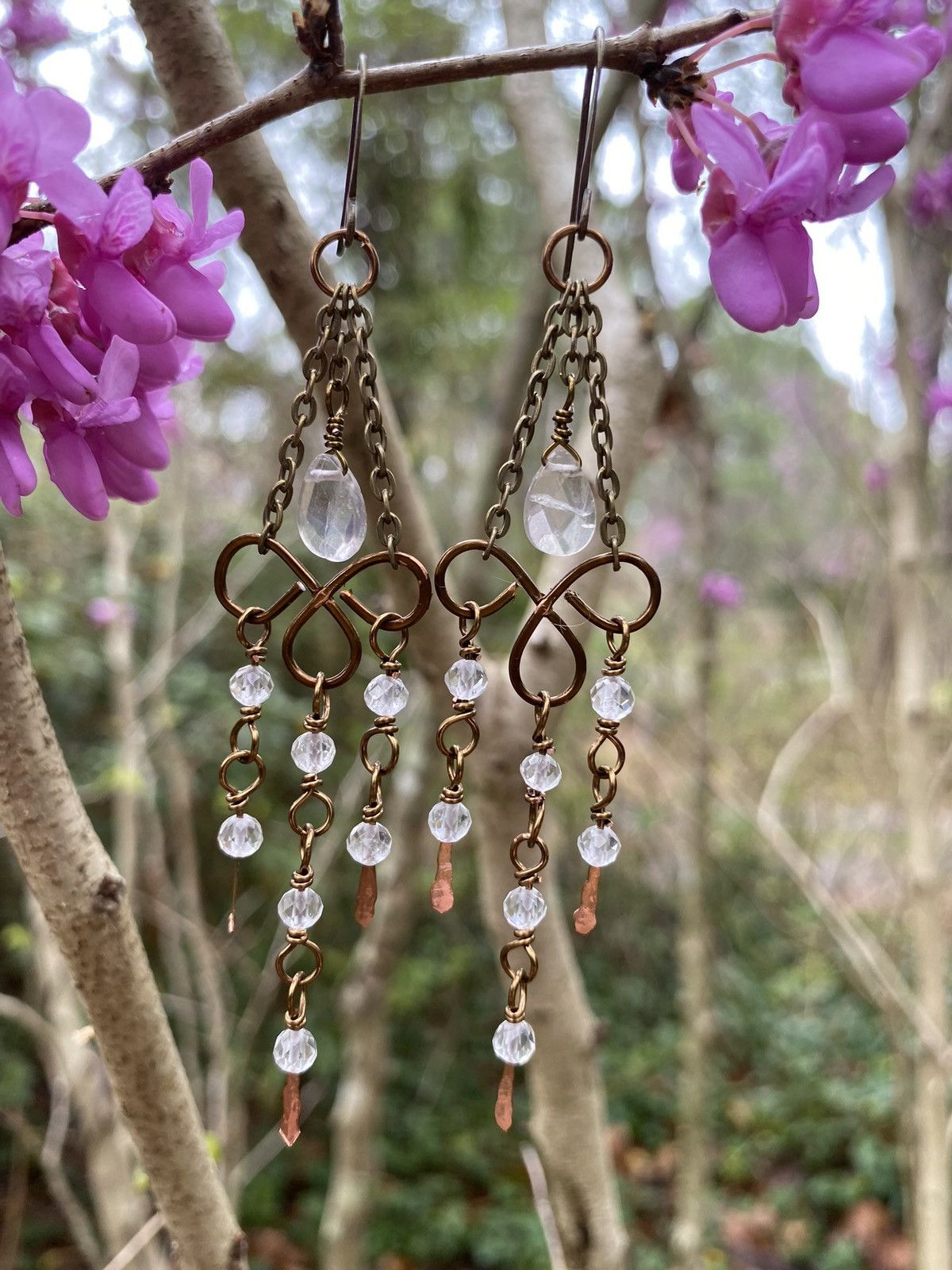 Handmade Clear Quartz Chandelier Earrings Size ONE SIZE - 4 Thumbnail