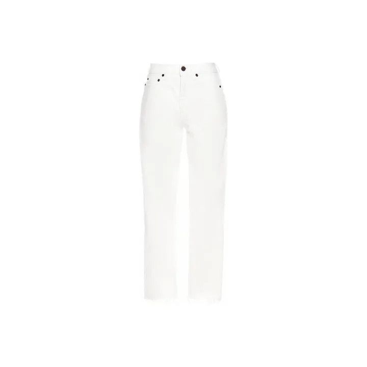Saint Laurent Paris Saint Laurent White Cotton Straight Jeans for Women 0079 Size 27" / US 4 / IT 40 - 1 Thumbnail