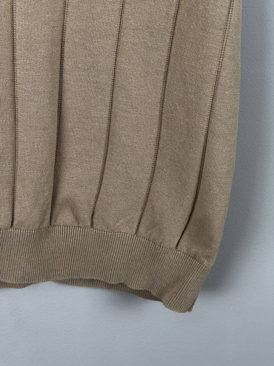 Vintage Dan John Luxury Beige Knitted Camp Collar Summer Polo Size US XL / EU 56 / 4 - 7 Thumbnail