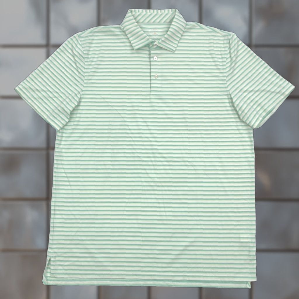 Southern Tide Southern Tide brrr° Polo Shirt Men XL Green White Striped Performance Shirt Polo Shirt Size US XL / EU 56 / 4 - 1 Thumbnail