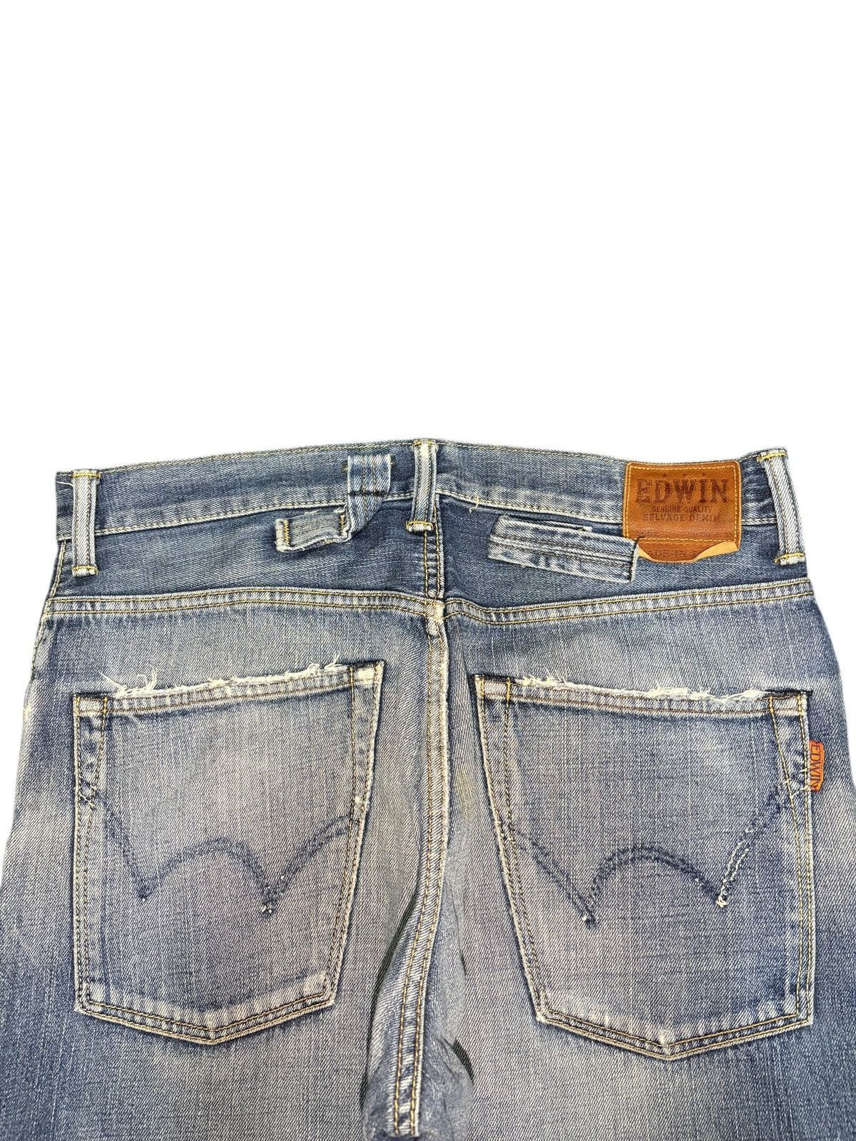 Edwin Vintage 90s Edwin 505Z Selvedge Buckle Back Distress Jeans Size US 33 - 4 Thumbnail