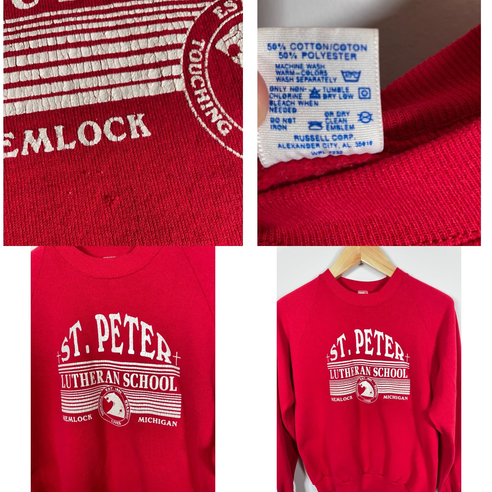 Jerzees St. Peter Lutheran School Sweatshirt Adult Medium (Large) Red Jerzees Michigan Size US M / EU 48-50 / 2 - 8 Thumbnail