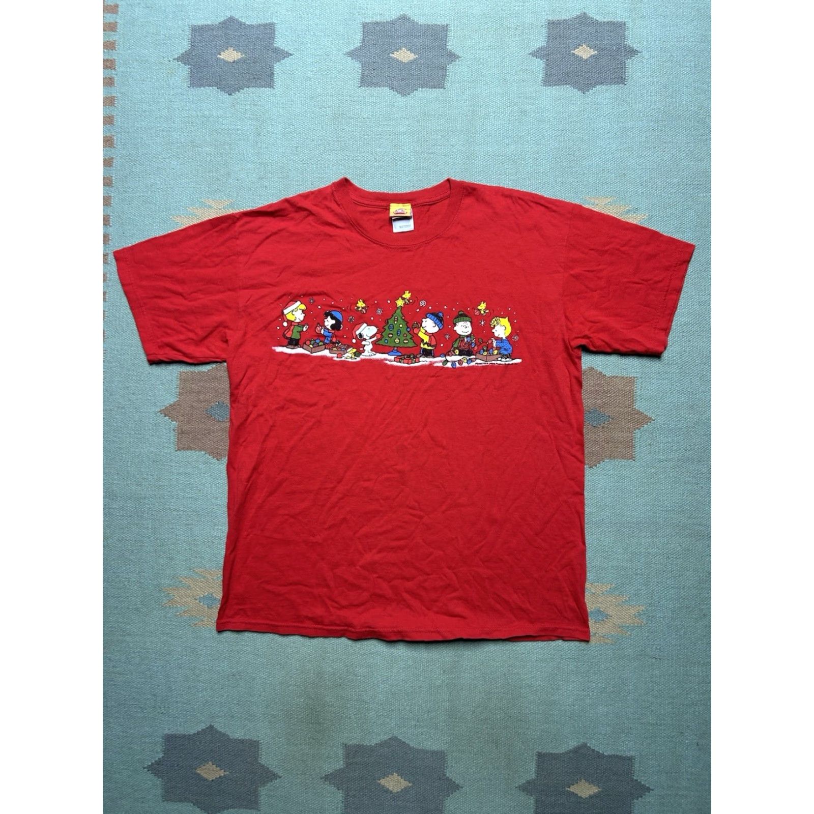 Gildan VINTAGE Peanuts Christmas Snoopy Charlie Brown Cotton T-Shirt Men Large Red Gildan T-Shirt Size US L / EU 52-54 / 3 - 2 Thumbnail
