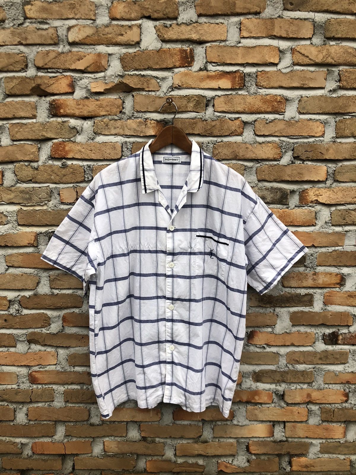 image of Accept Offervintage YVES Saint Laurent Shirt in Blue, Men's (Size Large)