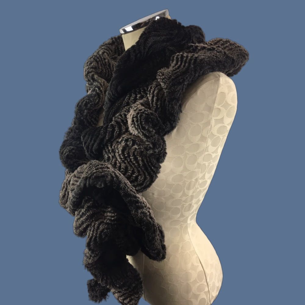Vintage VINTAGE Scarf Plush Shades of Gray 7 x 58" Textured Plush Super Soft Scarf Closure Size ONE SIZE - 1 Thumbnail