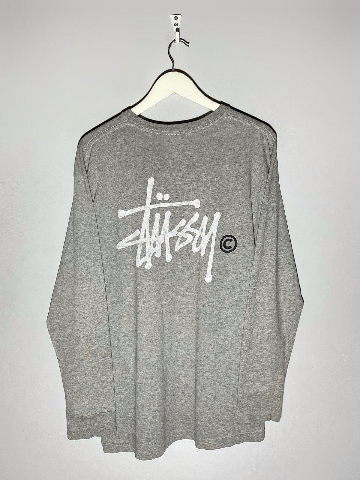 Stussy Vintage Stussy Distressed Logo Long Sleeve Shirt Grey Size US L / EU 52-54 / 3 - 1 Thumbnail