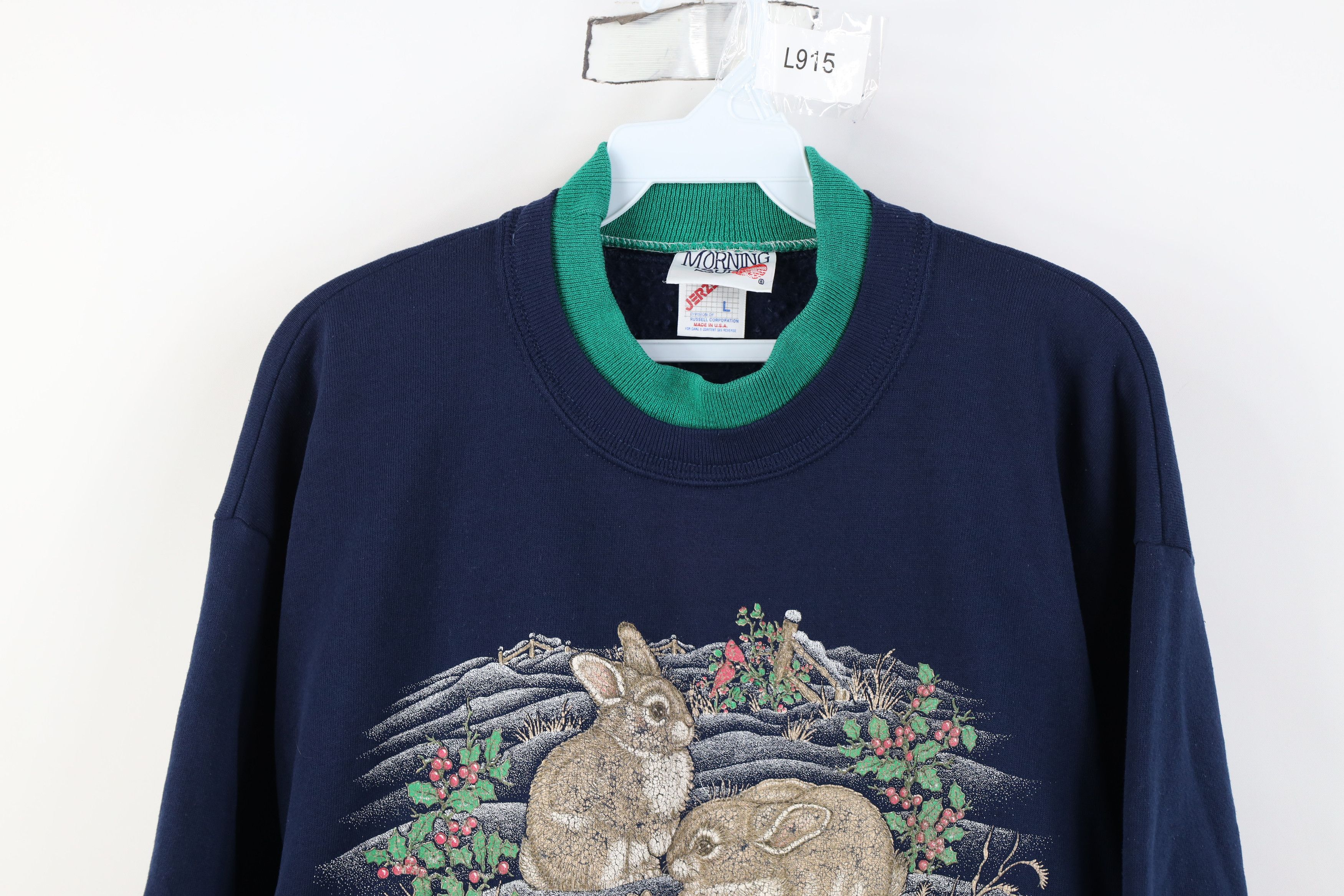 Vintage Vintage 90s Streetwear Nature Rabbit Flower Sweatshirt USA Size L / US 10 / IT 46 - 2 Thumbnail
