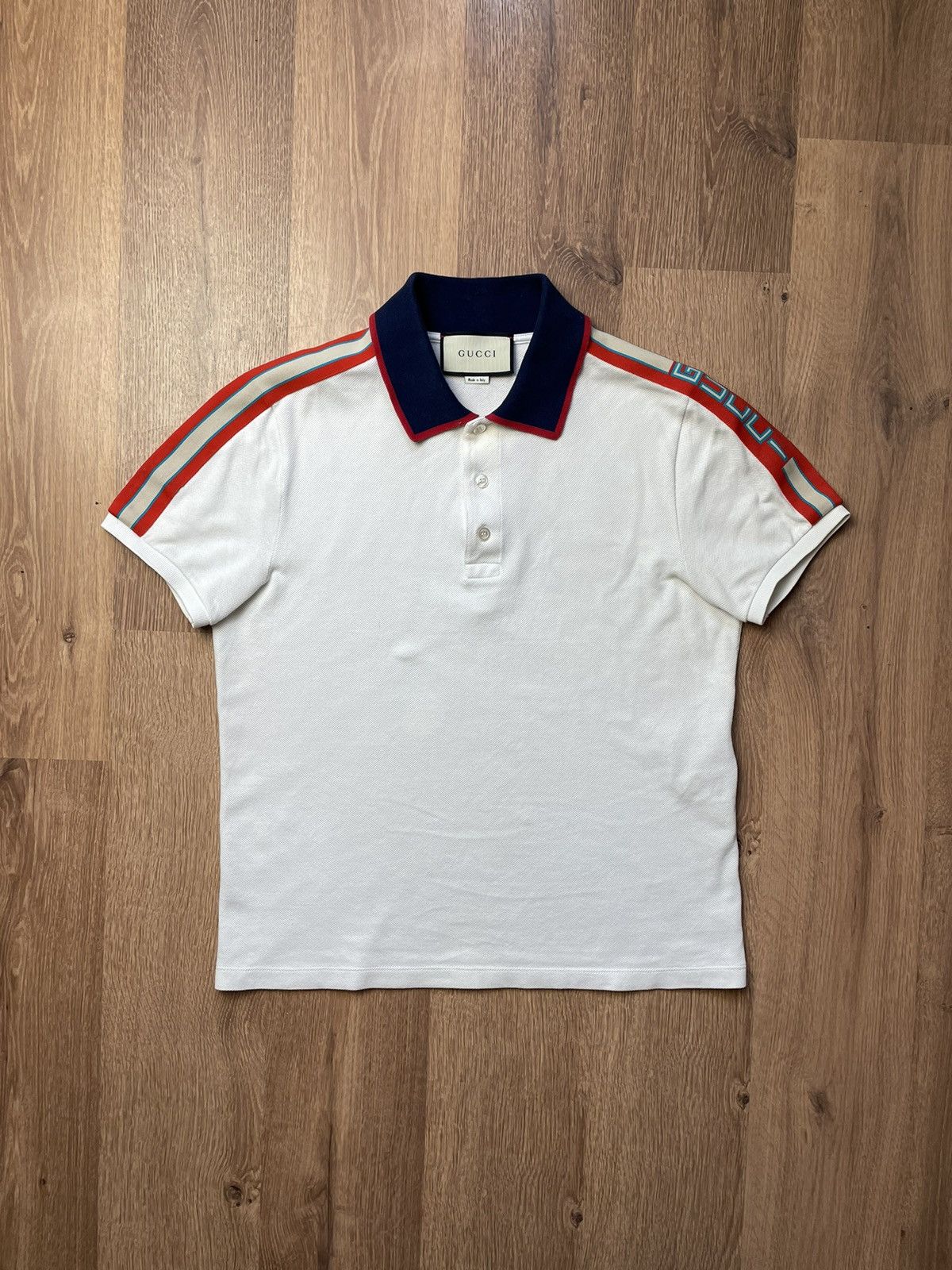 Gucci Gucci Side Stripe Logo Pique Polo Size US M / EU 48-50 / 2 - 1 Thumbnail