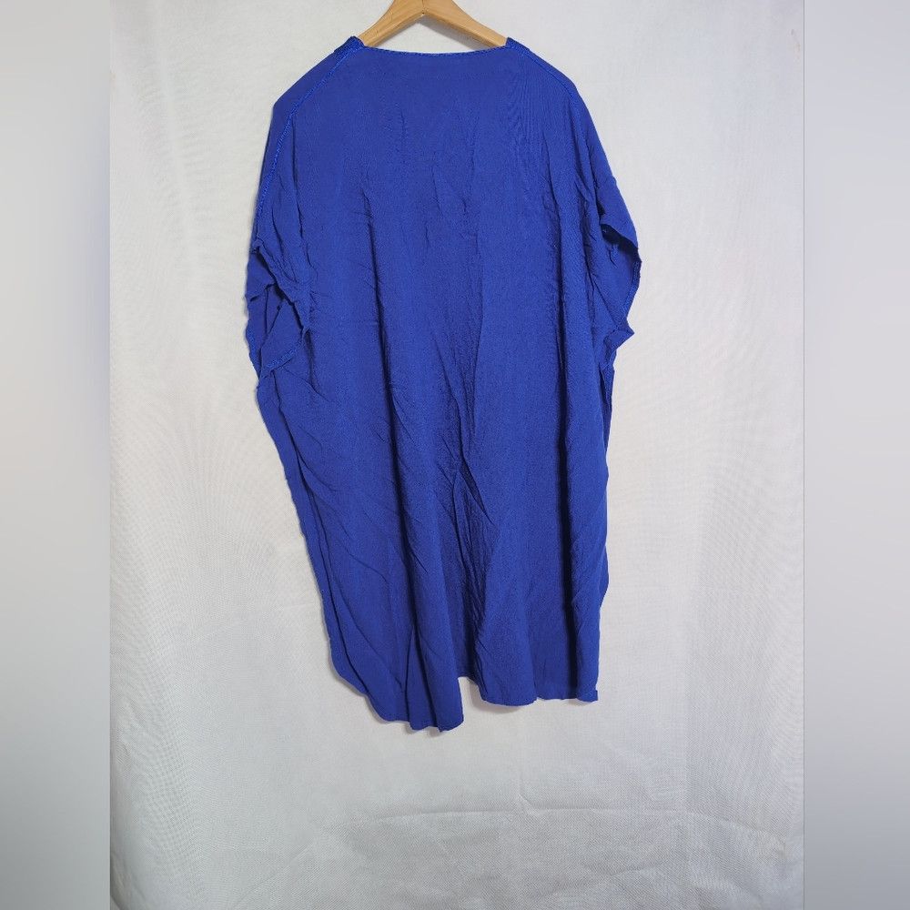 Handmade Unbranded Vibrant 2X Blue Women's Tunic Top Heavy Embroider Size XXL / US 16-18 / IT 52-54 - 4 Thumbnail