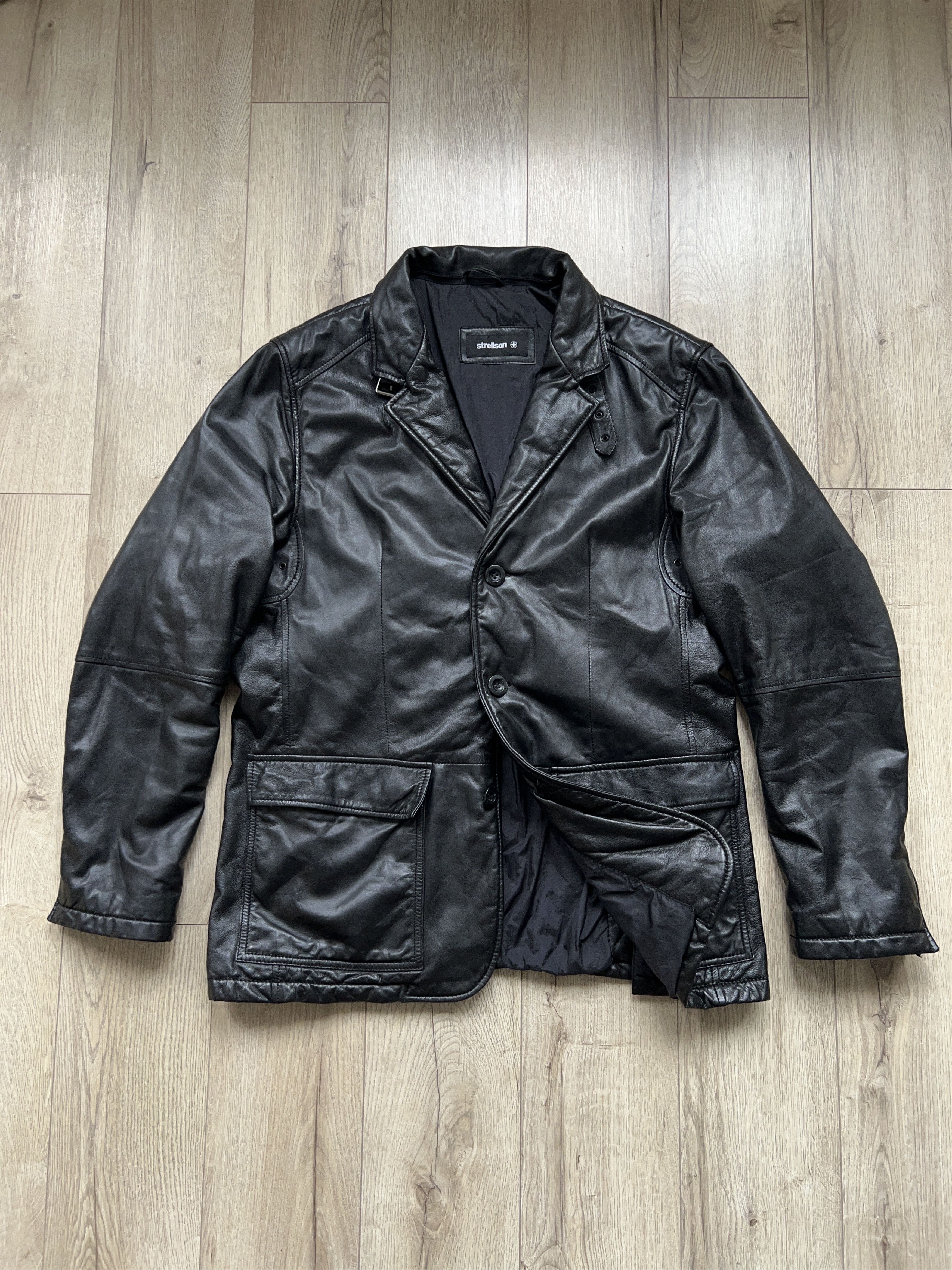 Strellson Mens Swiss Black Soft Leather Jacket Blazer Style Size 50 M Size US M / EU 48-50 / 2 - 1 Thumbnail