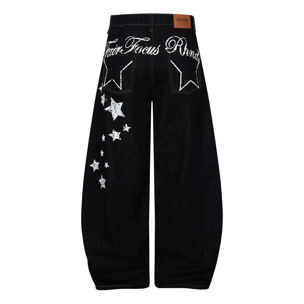 Jean Men's hip-hop loose star-shaped scimitar jeans Size US 32 / EU 48 - 1 Thumbnail