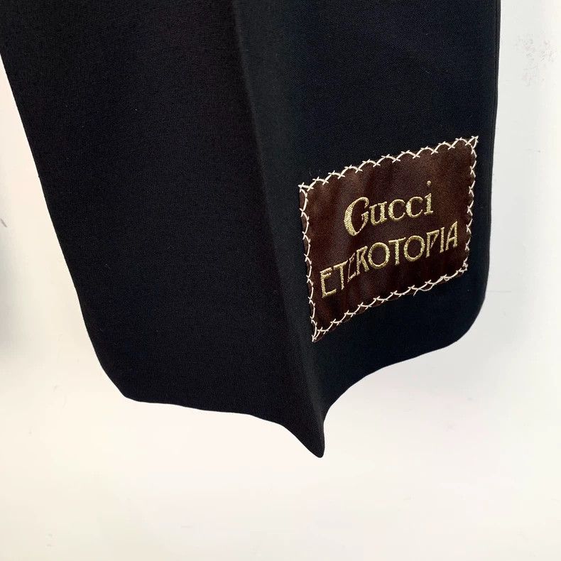 Gucci Gucci Black logo mulberry silk mixed wool casual trousers t Size US 36 / EU 52 - 4 Thumbnail