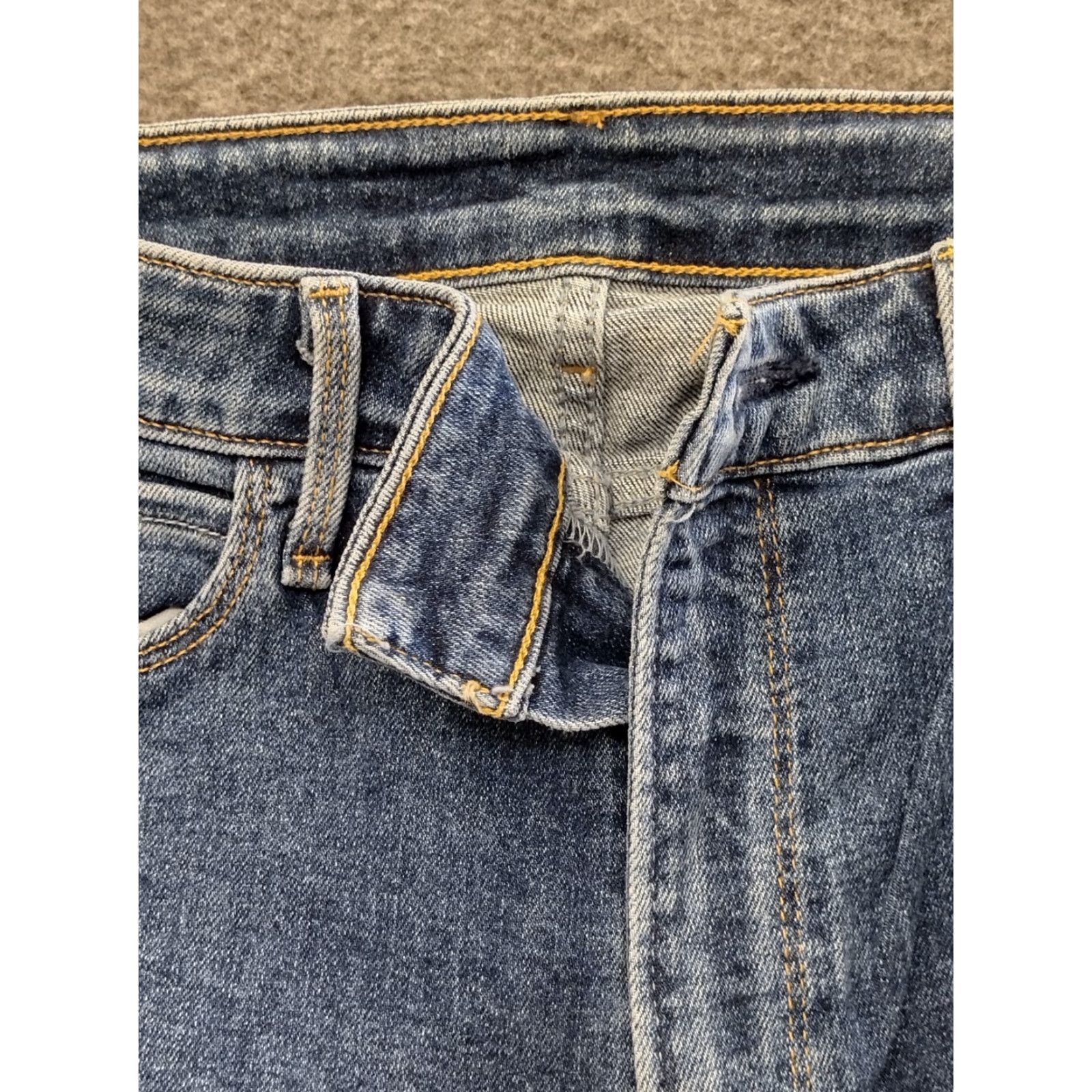 Denime Unbranded Men's Blue Denim Stretch Jeans Cropped Size 27 Long - Jeans - Men - Blue - 5-Pocket - Regular Fit - Zip Button - Cropped - Denim - 90s Theme Size US 27 - 3 Thumbnail