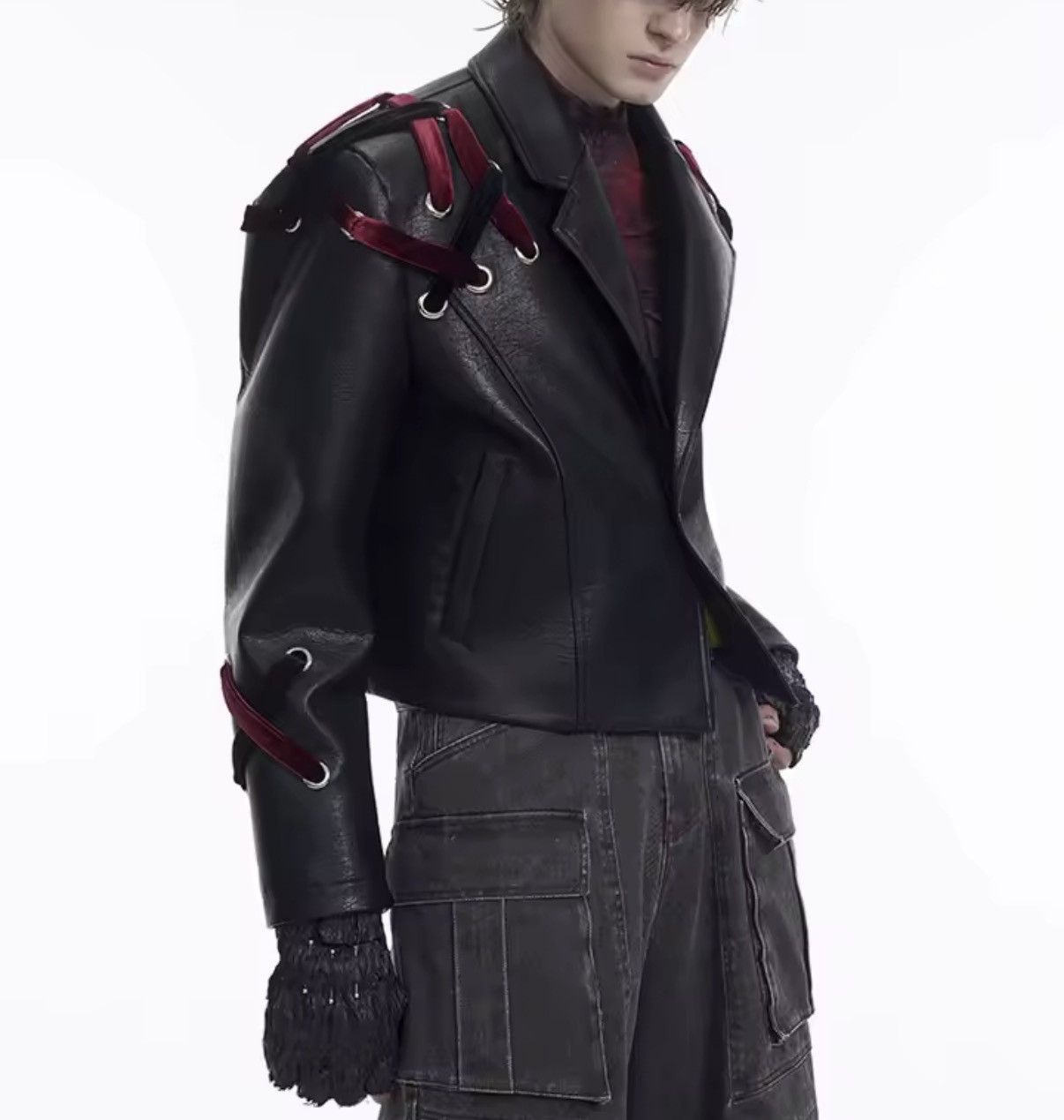 Other Avant Garde PU Leather Punk Lace Up Y2k Jacket Size US M / EU 48-50 / 2 - 1 Thumbnail