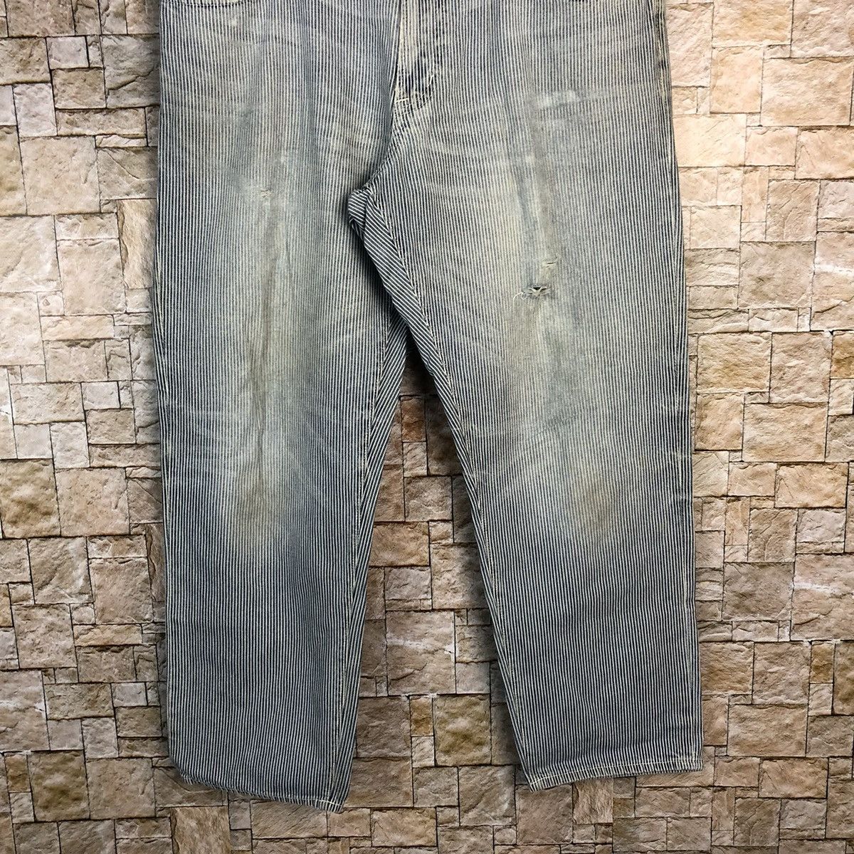 GU GU Grey Stripe Casual Pants #A346 Size US 33 - 3 Thumbnail