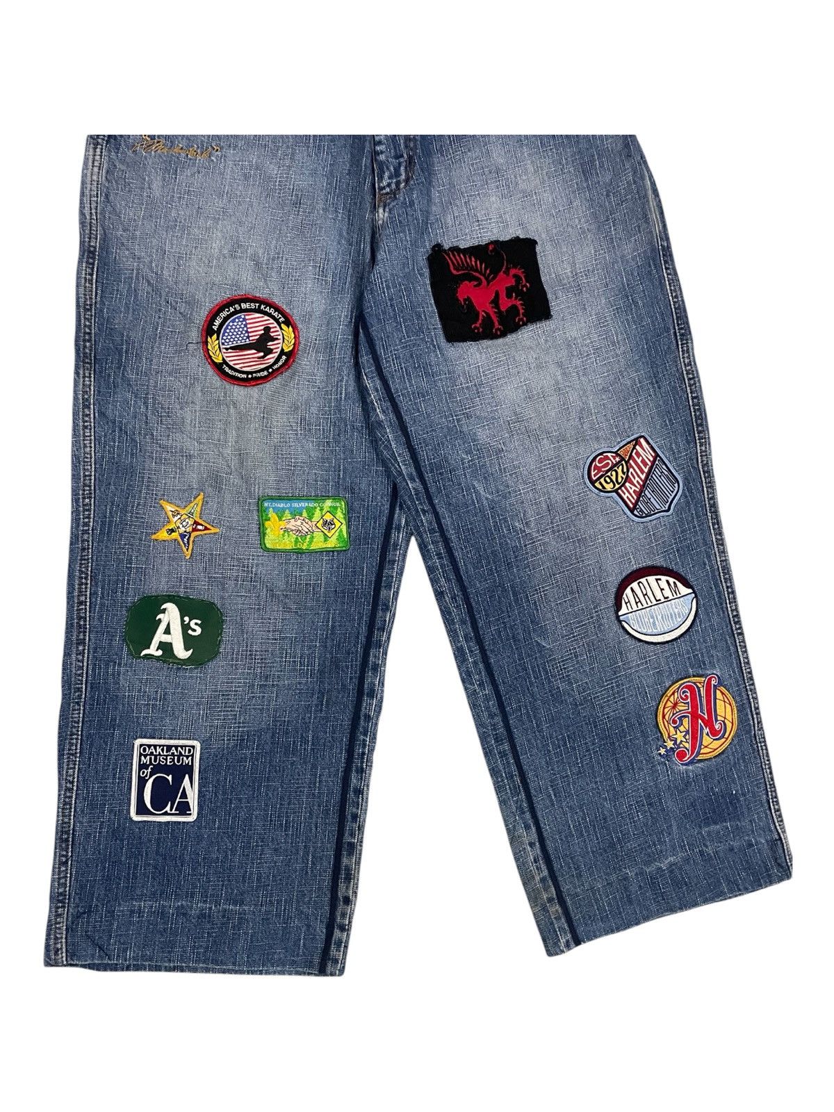 Fubu × Harlem Globetrotters × JNCO Y2K FUBU PLATINUM Harlem Globetrotters Patches Baggy Jeans Size US 34 / EU 50 - 5 Thumbnail
