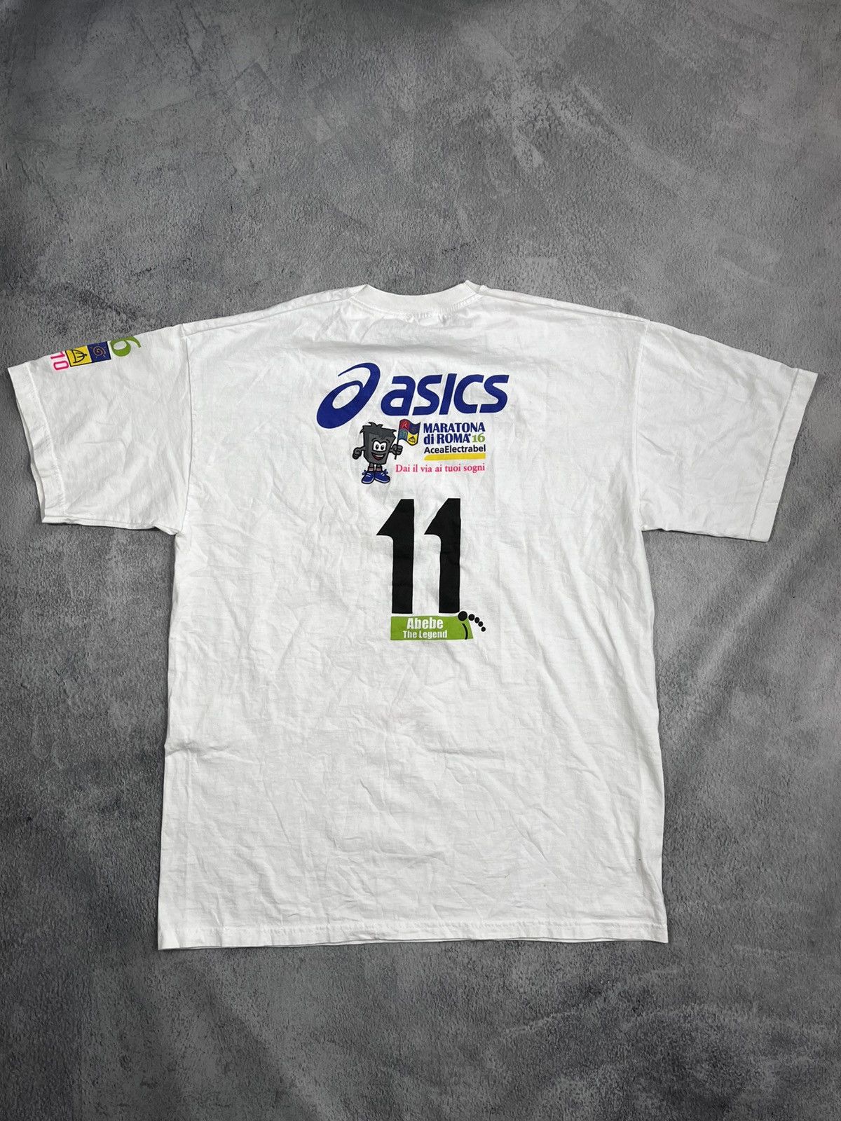 Asics × Vintage Vintage Y2K ASICS 2010 Roma marathon big logo tee XL Size US XL / EU 56 / 4 - 9 Thumbnail