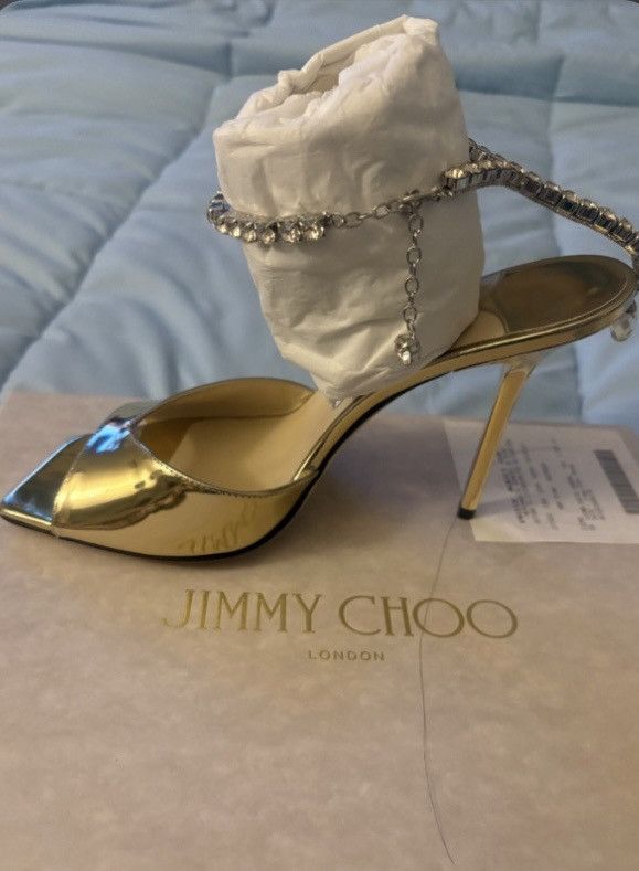 Jimmy Choo Jimmy Choo Saeda 100 Crystal Chain Embellishment Pump Shoes Size US 8 / IT 38 - 1 Thumbnail