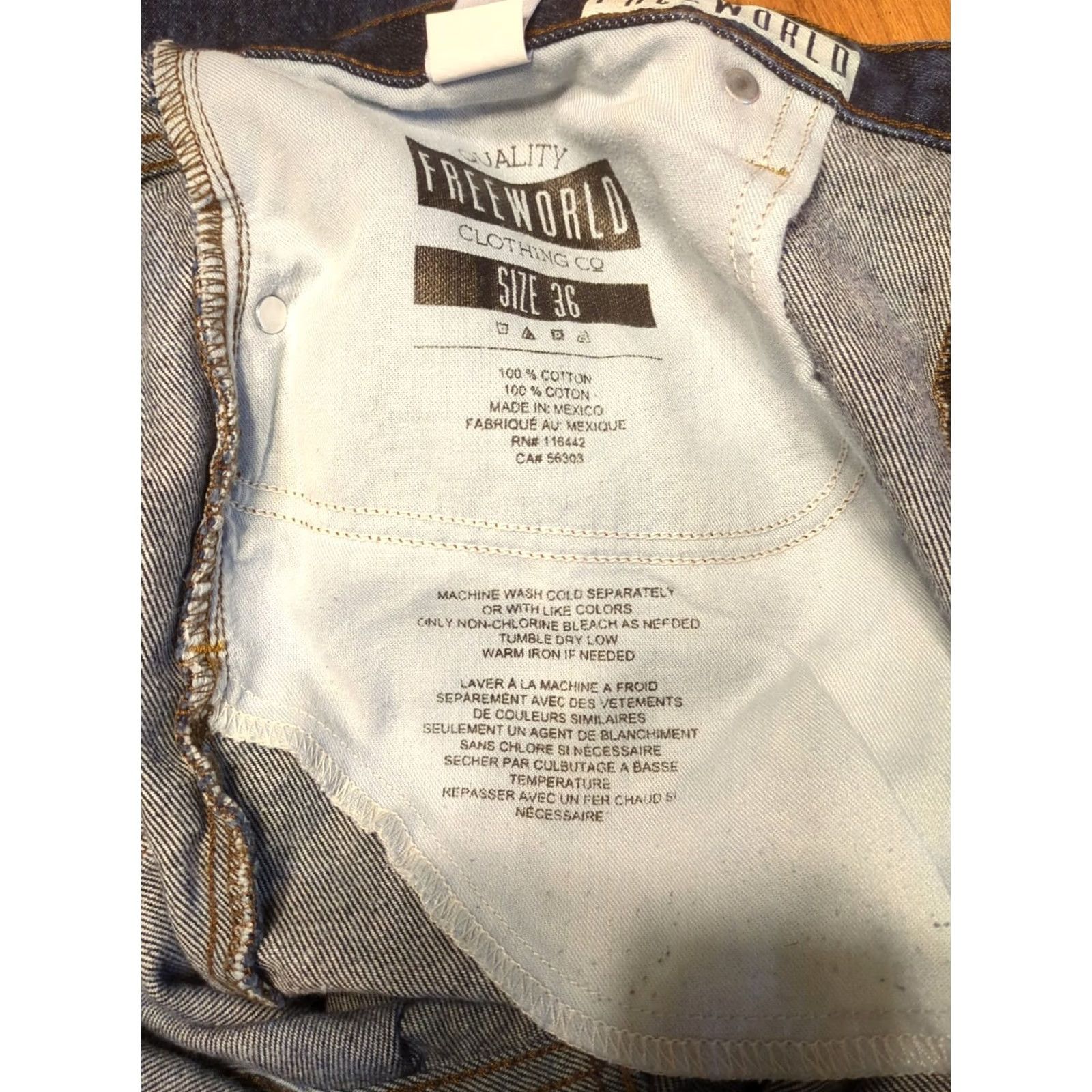 Vintage Free World Jeans Straight Men 36 X 32 Blue Regular Stretch 2014 Tapered? Size US 36 / EU 52 - 3 Thumbnail