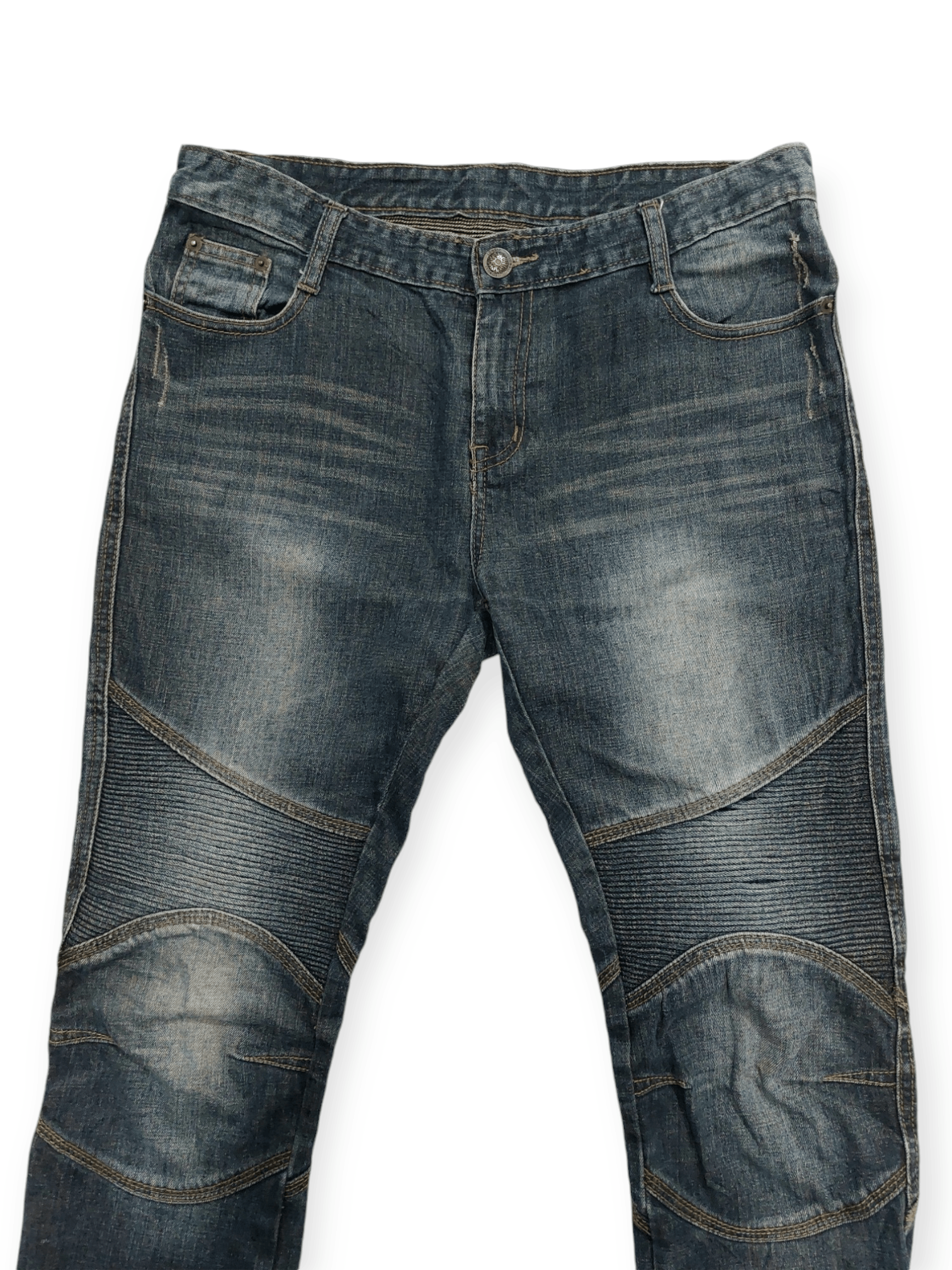 Vintage 🔥 Longli Zipped Flare Punk Biker Denim Size US 33 - 5 Thumbnail