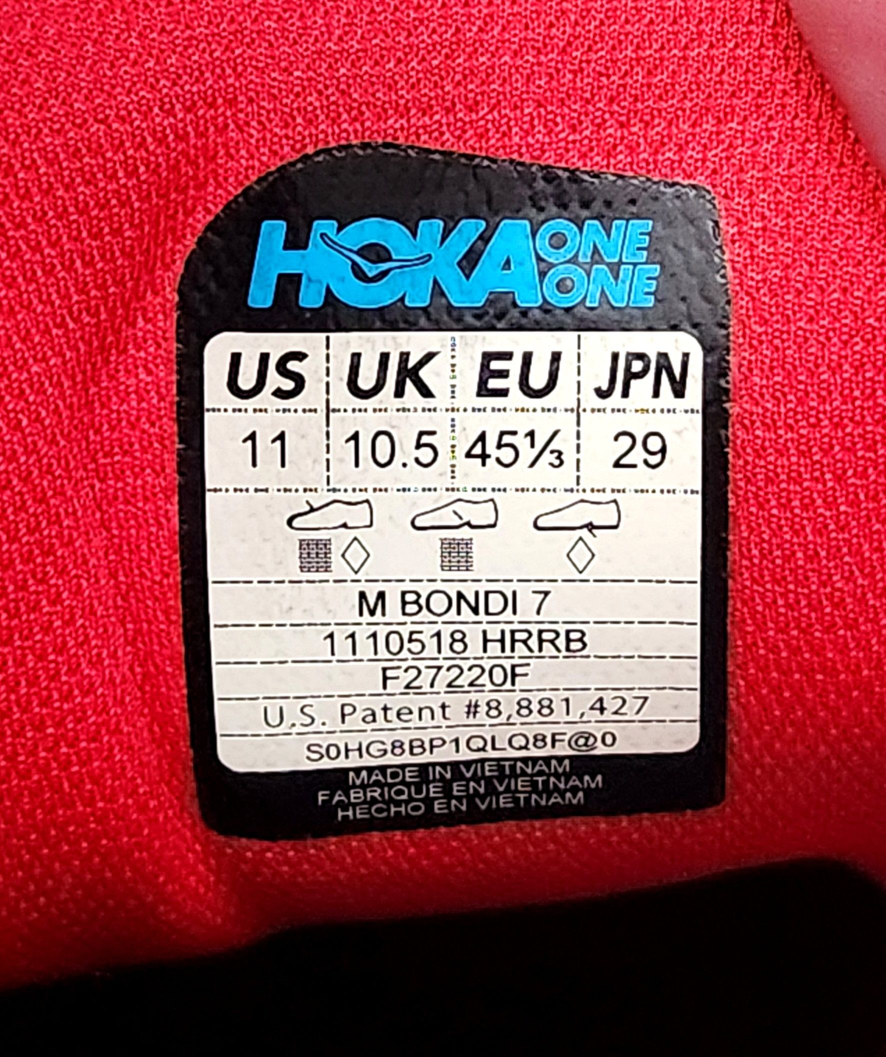 Hoka HOKA ONE ONE Bondi 7 High Risk Red 1110518-HRRB RARE SZ 11 Size US 11 / EU 44 - 10 Thumbnail