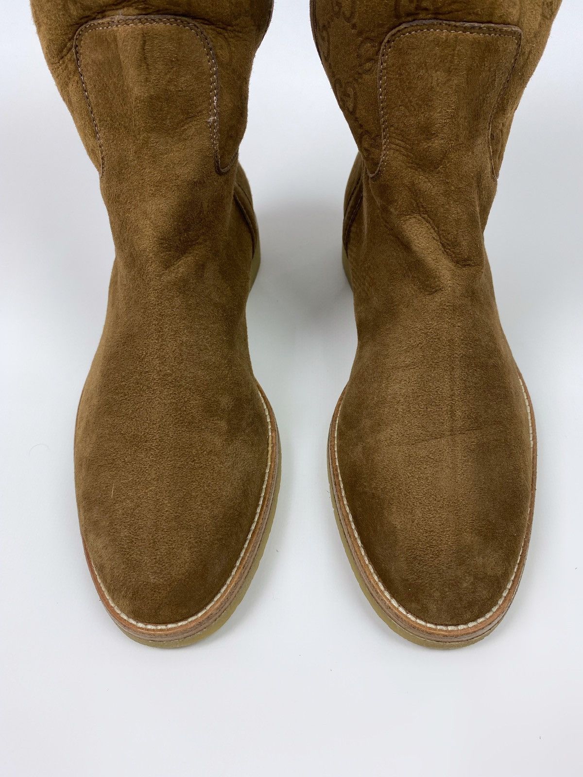 Gucci Gucci Guccissima GG Brown Suede Knee High Fur Lined Boots Size US 7 / IT 37 - 7 Thumbnail