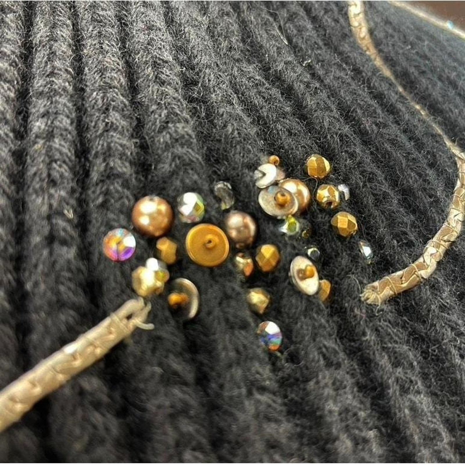 Handmade MINAPOE Wrap Scarf Black Cashmere Fur Button Handmade Collar Size ONE SIZE - 6 Thumbnail