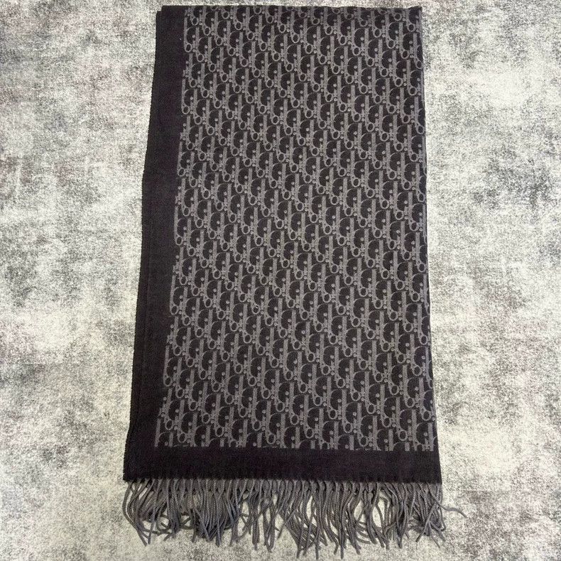 Dior Dior Gray logo jacquard full print mulberry silk tassel sc Size ONE SIZE - 2 Thumbnail