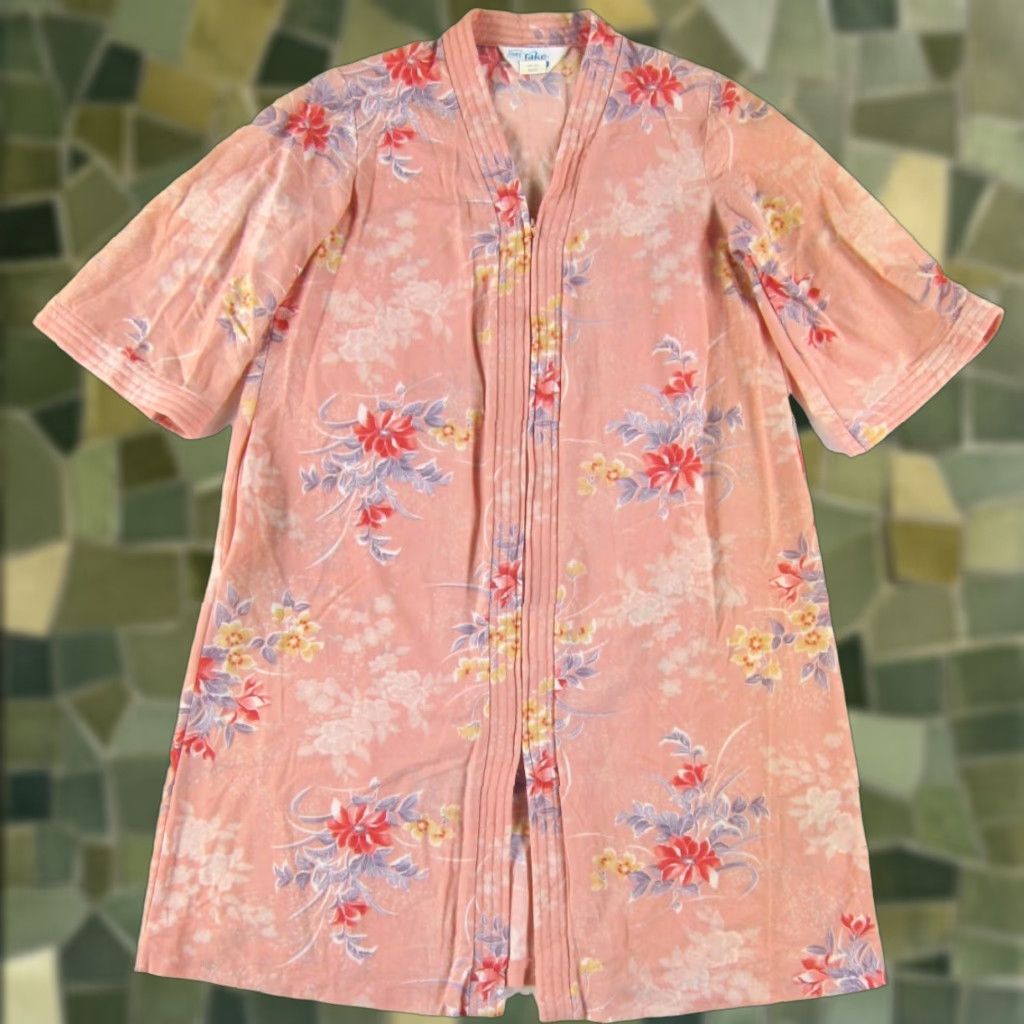Sears VINTAGE Sears Take-Along Pink Orange Yellow Floral Full Zip Midi House Dress M Size M / US 6-8 / IT 42-44 - 1 Thumbnail