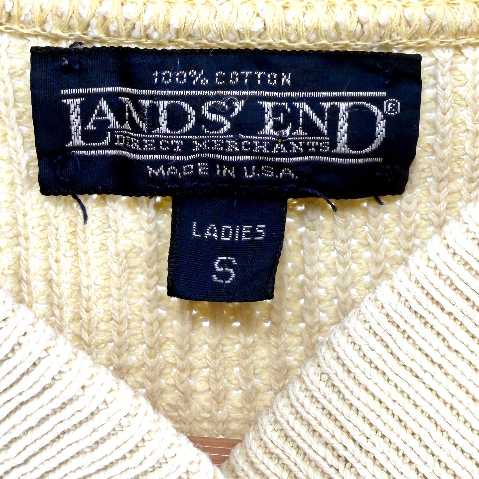 Lands' End Vintage 90s Pastel Yellow 100% Cotton Henley Knit Sweater Size S / US 4 / IT 40 - 6 Thumbnail