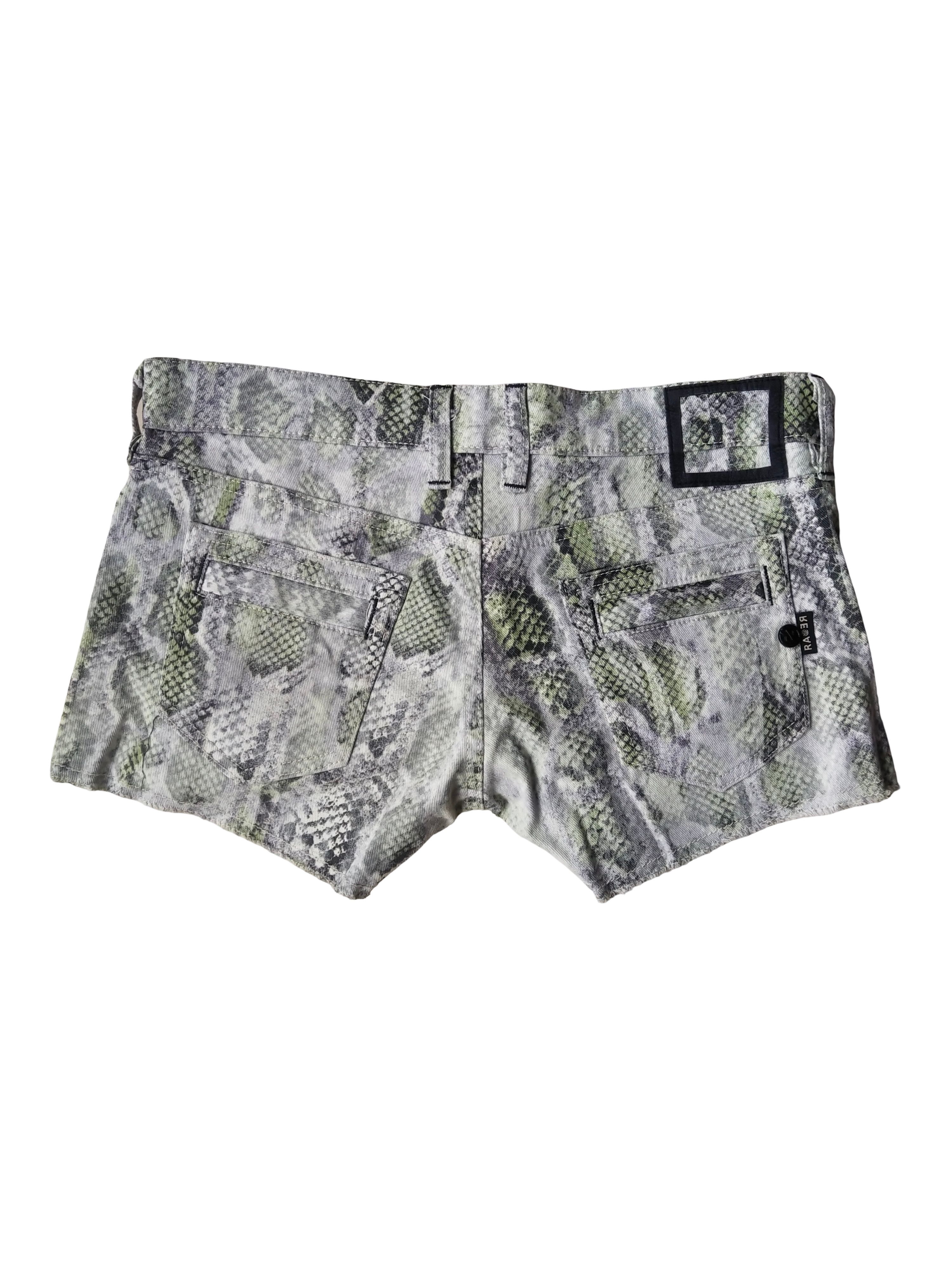 Hysteric Glamour 2000s RA-RE Italy Snakeskin Print Denim Shorts Archive Size 28" / US 6 / IT 42 - 4 Thumbnail