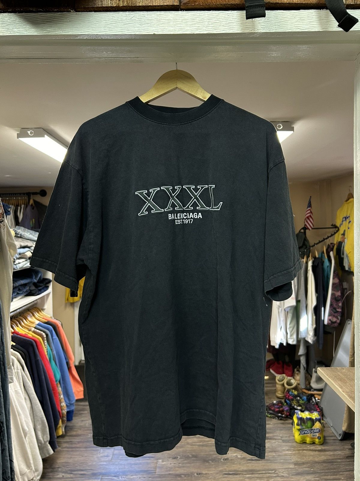 image of Balenciaga Xxxl Embroidered T-Shirt in Black Ash, Men's (Size Medium)