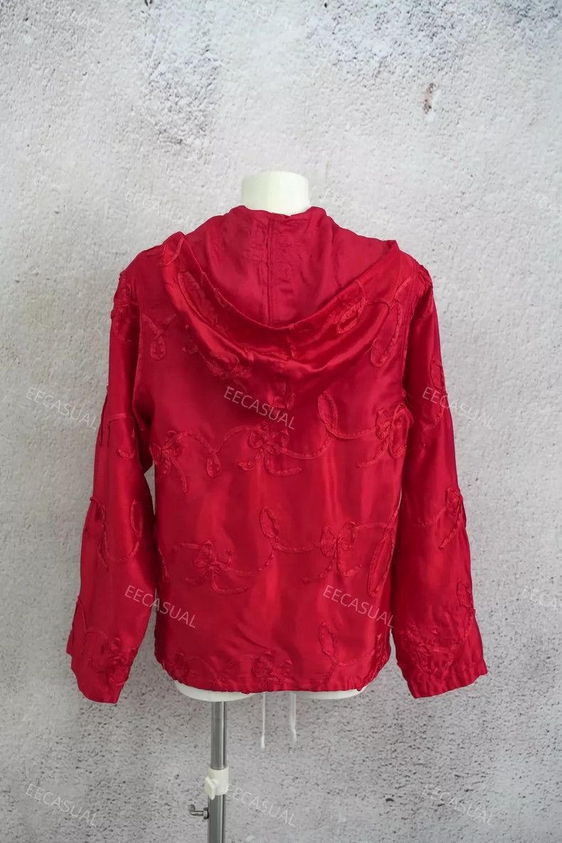 Comme des Garcons Comme Des Garcons Red Satin Ribbon Embroidered Bow Hooded Size S / US 4 / IT 40 - 4 Thumbnail