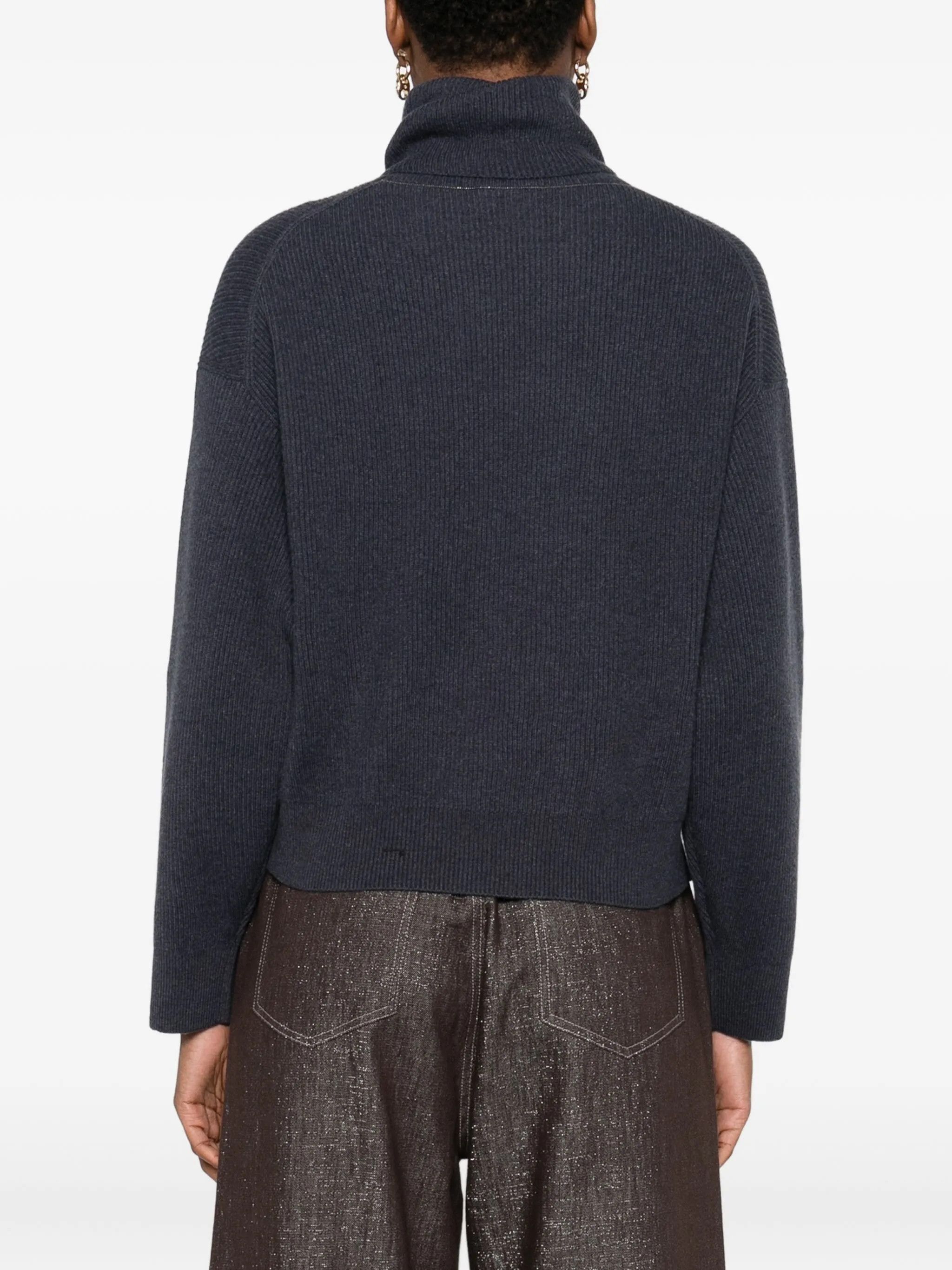 Brunello Cucinelli o1y0825 Turtleneck Sweater in Navy Size M / US 6-8 / IT 42-44 - 4 Thumbnail