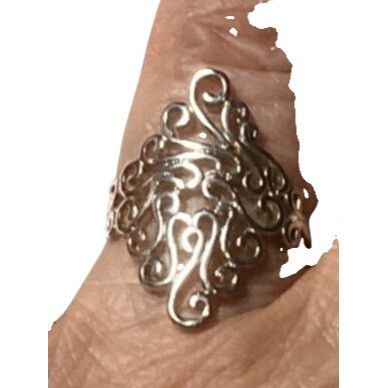 Other .925 Sterling Silver Ring W/Intricate Filigree Swirl Design Size ONE SIZE - 1 Thumbnail