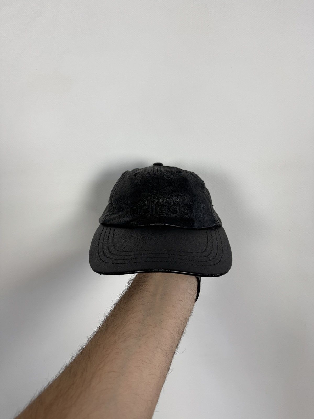 Adidas Rare Vintage 90s Adidas Black Leather Baseball Cap One Size Size ONE SIZE - 2 Thumbnail