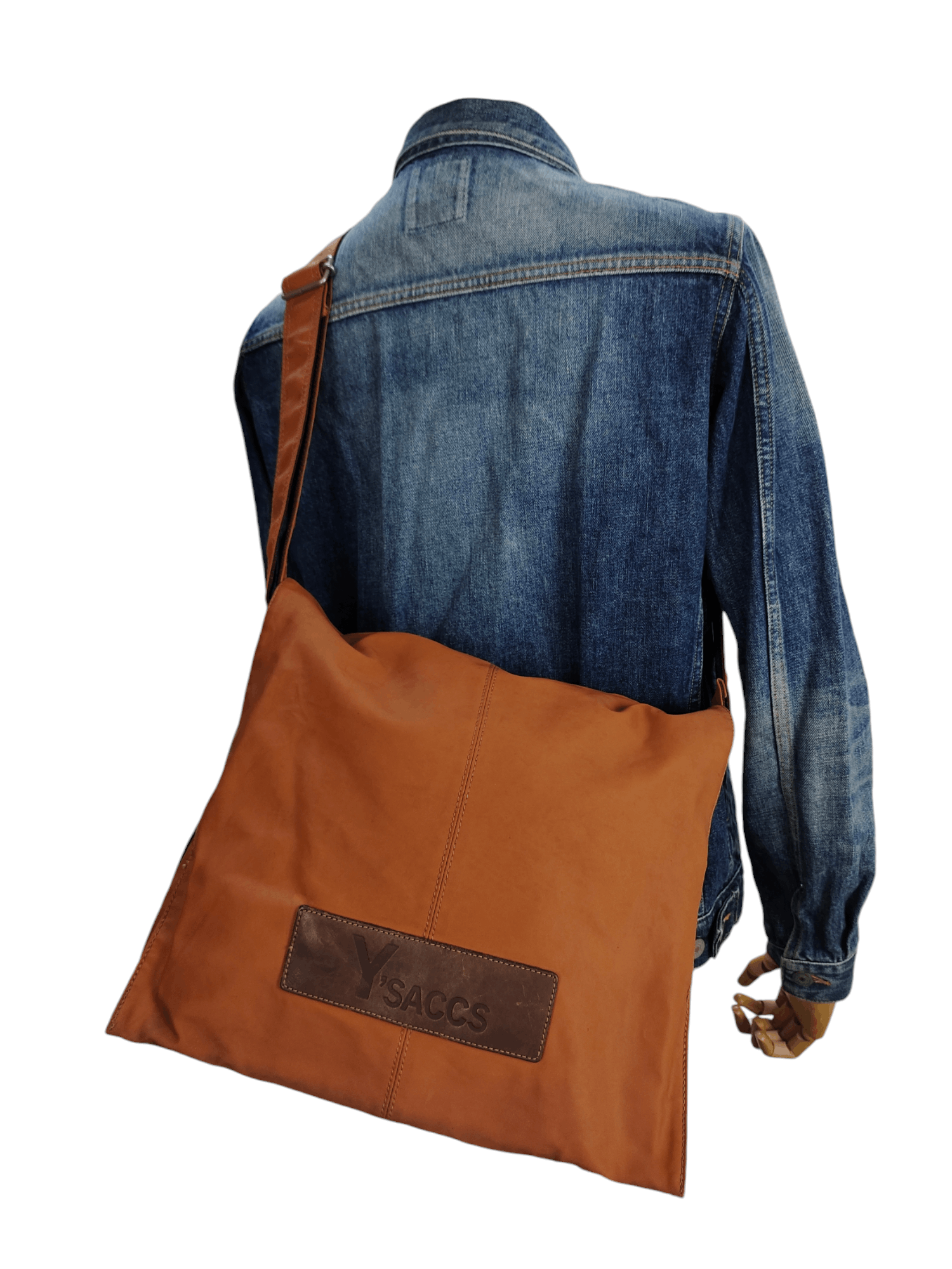 Yohji Yamamoto Vintage Yohji Yamamoto Cotton Leather Shoulder Sling Bag Size ONE SIZE - 2 Thumbnail