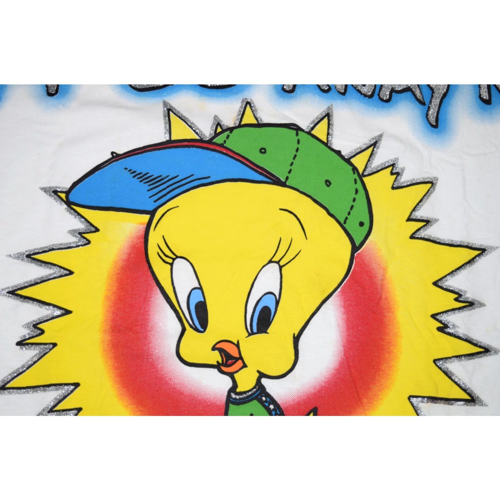Vintage VINTAGE Looney Tunes T-Shirt Men XL Tweety Bird Gangsta Hip Hop 90s White Rare Size US XL / EU 56 / 4 - 2 Thumbnail