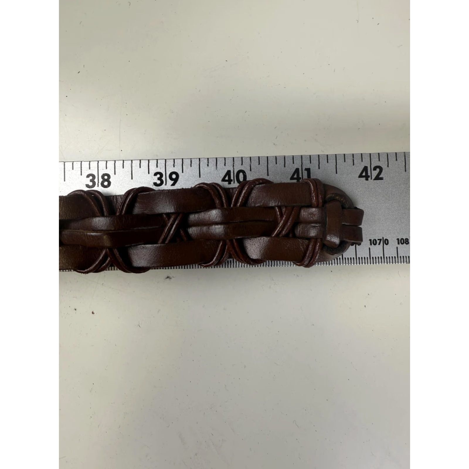 Vintage VINTAGE Belt Men XL 42" Genuine Leather Silver Brass Hardware Brown One size Regular Mens Size ONE SIZE - 5 Thumbnail