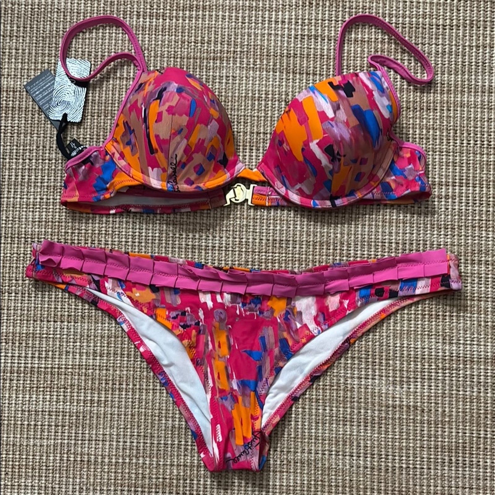 Just Cavalli NWT Just Cavalli Vibrant Pinkish Orange vivid Bikini Set S Size ONE SIZE - 1 Thumbnail