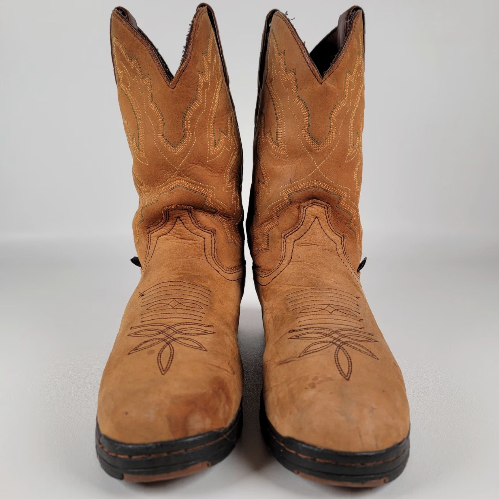 Justin Boots Justin Boots Western Boots L9017 Brown Leather Roper Women's 9 B Shaft Mid-Calf Pull On Block Heel Casual 3 Season Western Theme Size US 9 / IT 39 - 2 Thumbnail