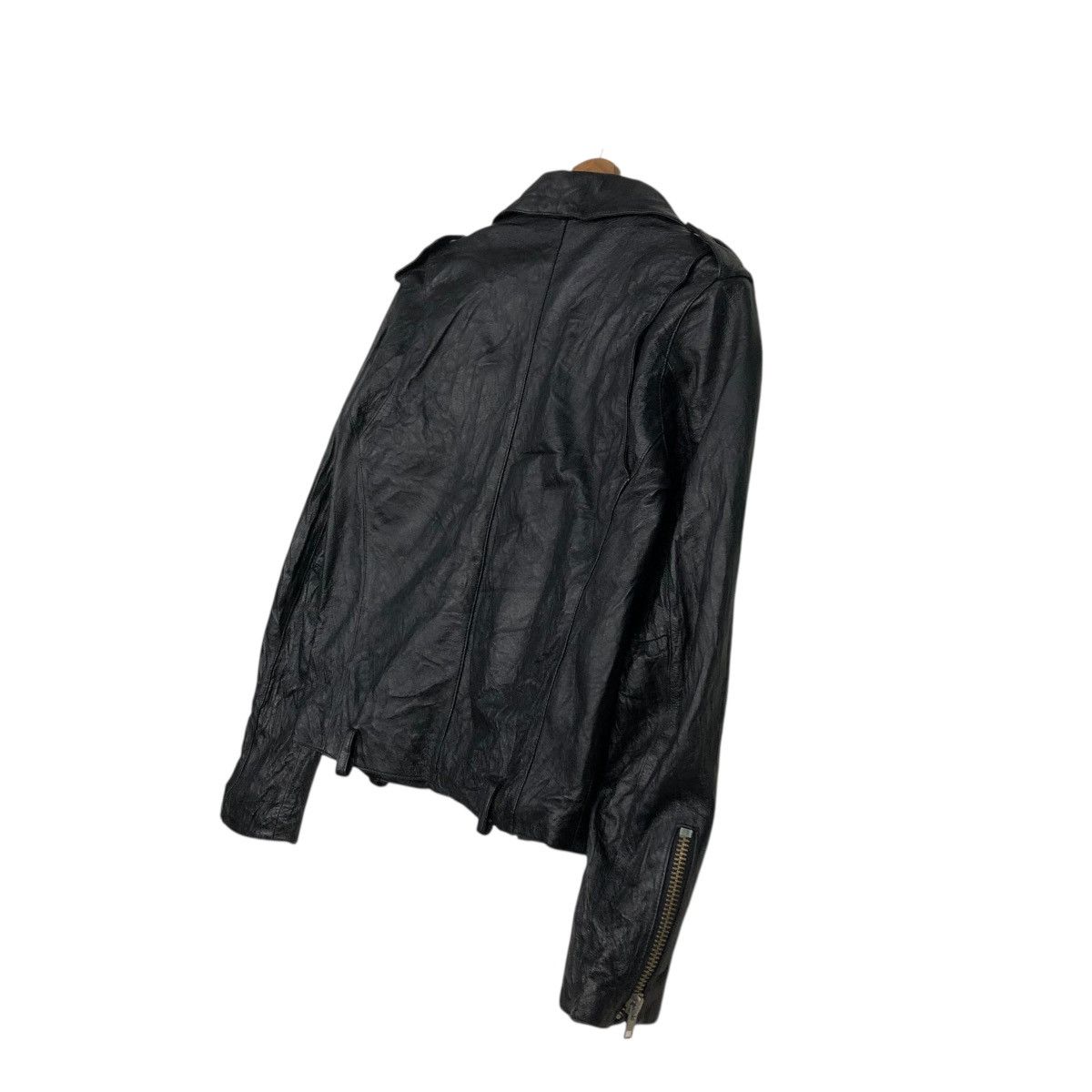 Japanese Brand 🔥VINTAGE BIKER LEATHER JACKET DOUBLE COLLAR PURETE Size US S / EU 44-46 / 1 - 12 Thumbnail