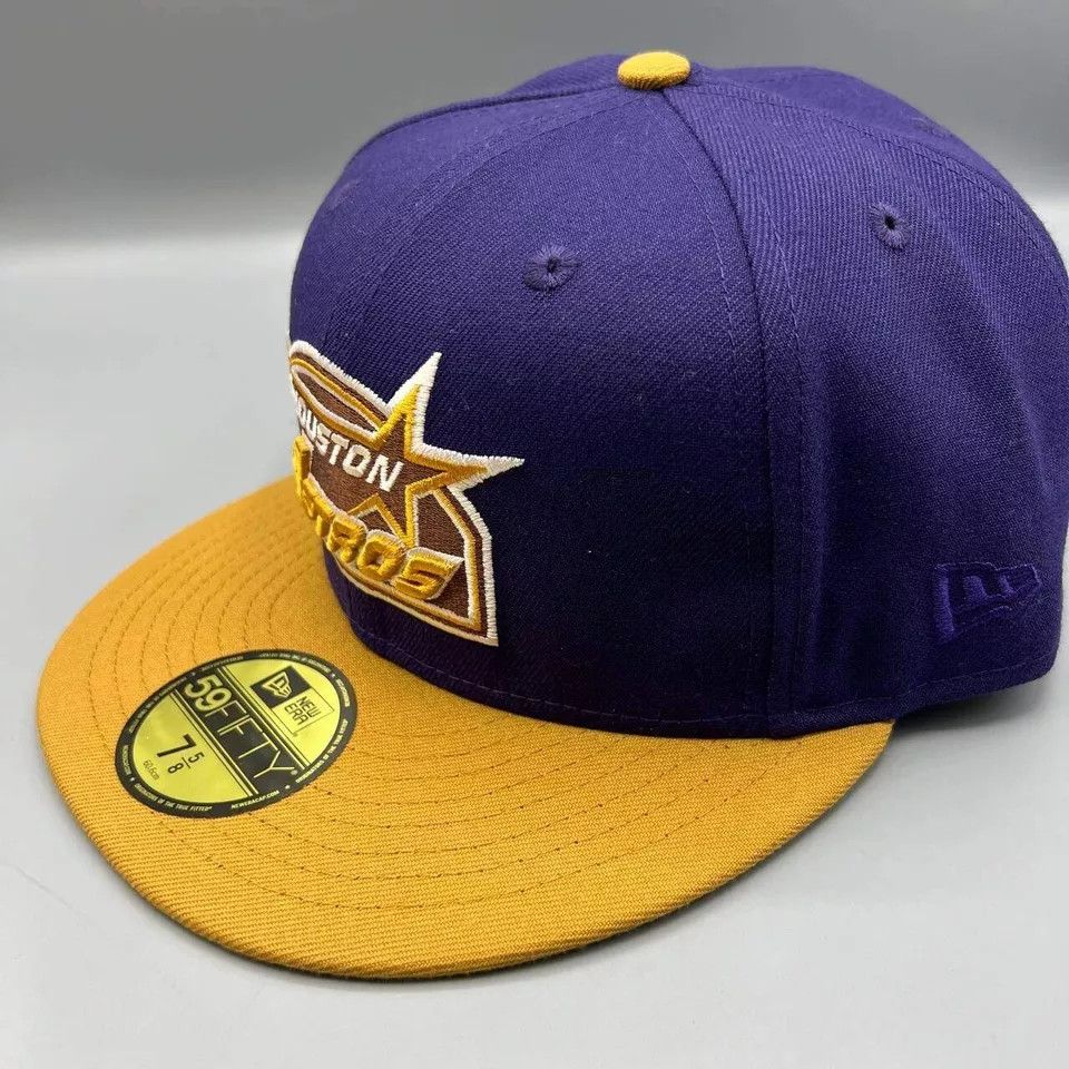 New Era Houston Astros Hat Men 7 5/8 59Fifty New Era MLB Fitted Cap Size ONE SIZE - 3 Thumbnail