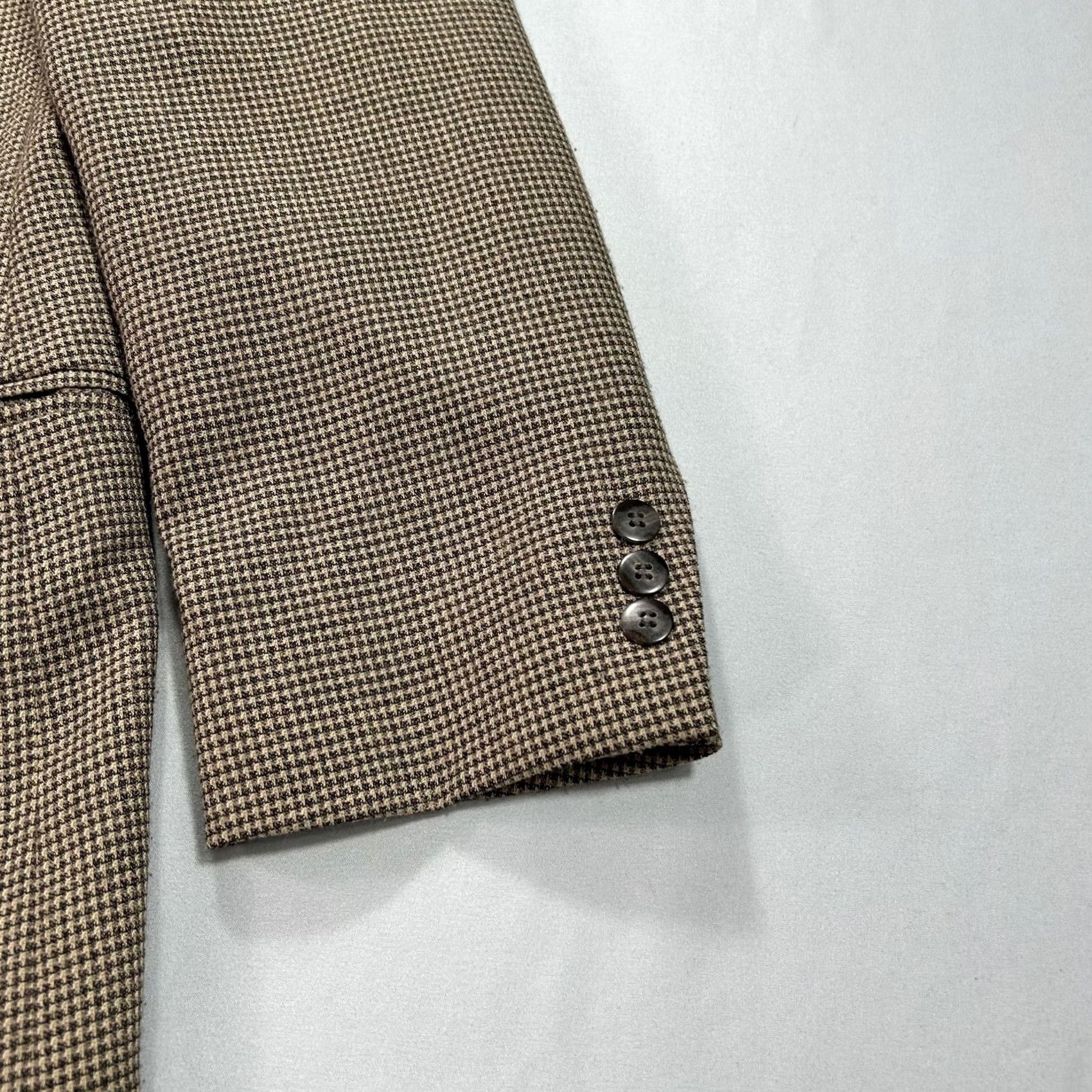 Hardy Amies Hardy Amies Blazer Mens 42 Brown Houndstooth Wool Blend Three-Button Jacket Coat Size 42R - 4 Thumbnail