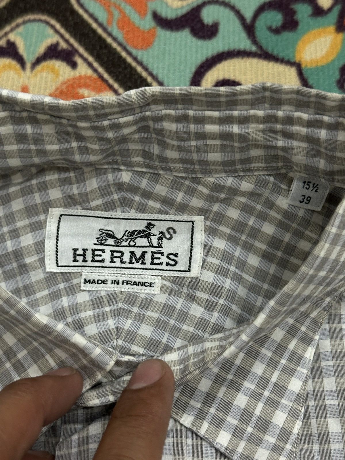 Hermes Hermes Cotton With Lamb Skin Button Up Shirt Size US M / EU 48-50 / 2 - 4 Thumbnail