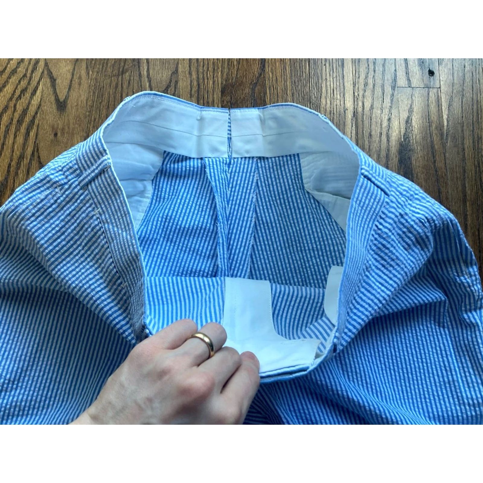 Brooks Brothers VINTAGE Brooks Brothers Pants Mens 38x27 Blue 80s Flat Front USA Seersucker Size US 38 / EU 54 - 6 Thumbnail